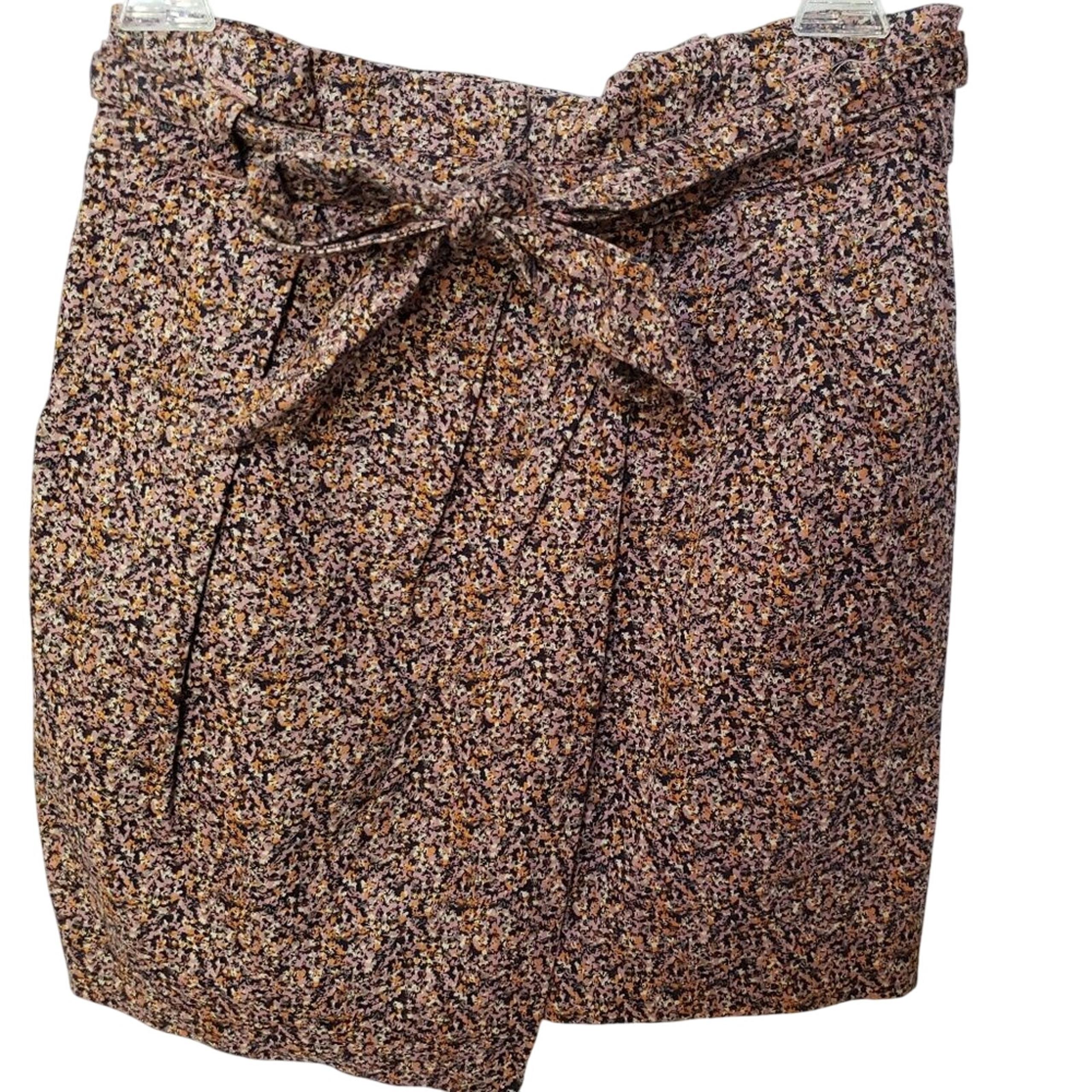 H&M Womens Y2K Faux Wrap Mini Skirt Sz 4 Tie Pockets Dot Print Dainty Pastel