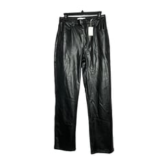 Abercrombie & Fitch Black Vegan Leather 90's Straight Ultra High Rise Pants New