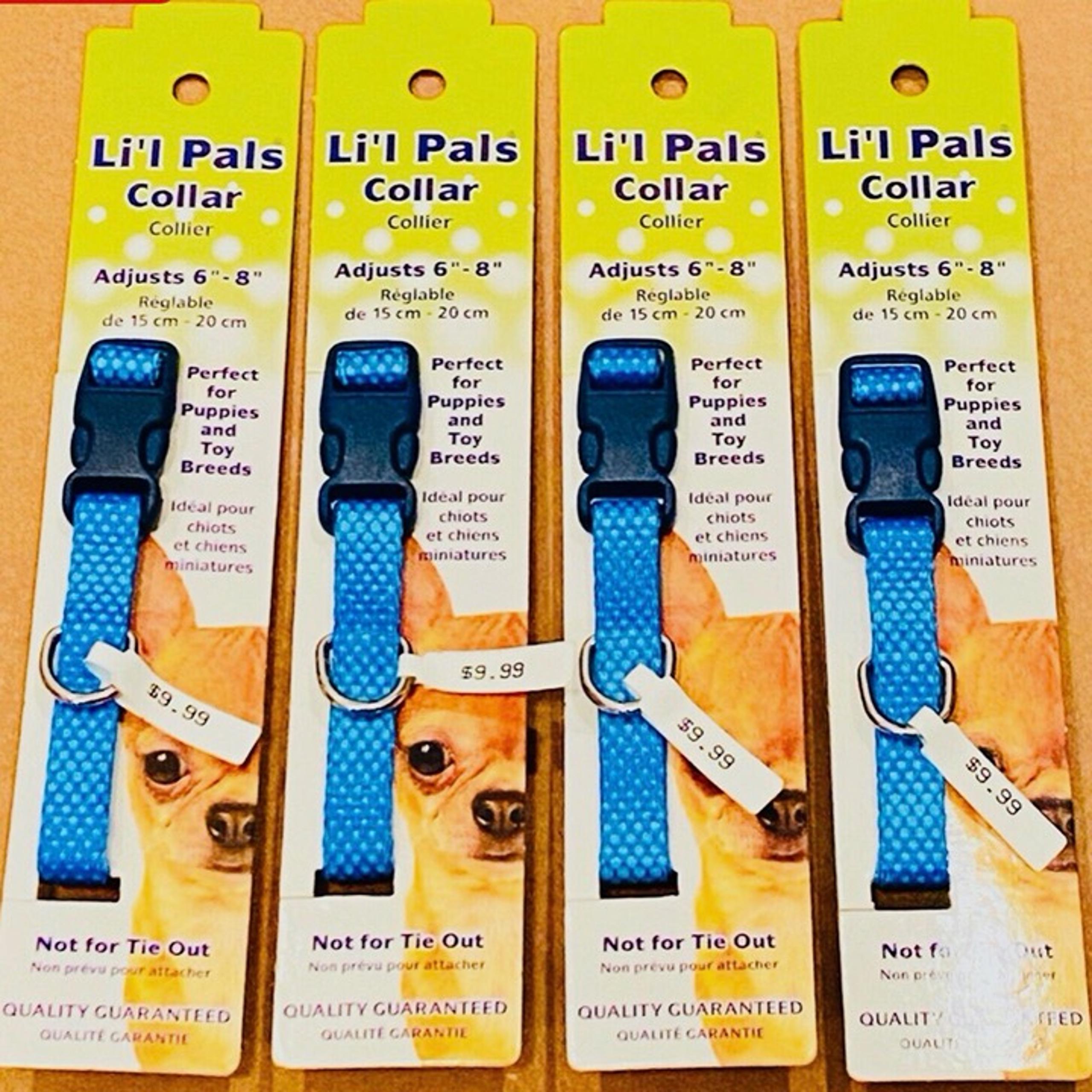 Lil Pals Collar Adjusts 6"-8" L x 5/16" Blue Dots, Puppies & Toy Breeds, 4 Pk!