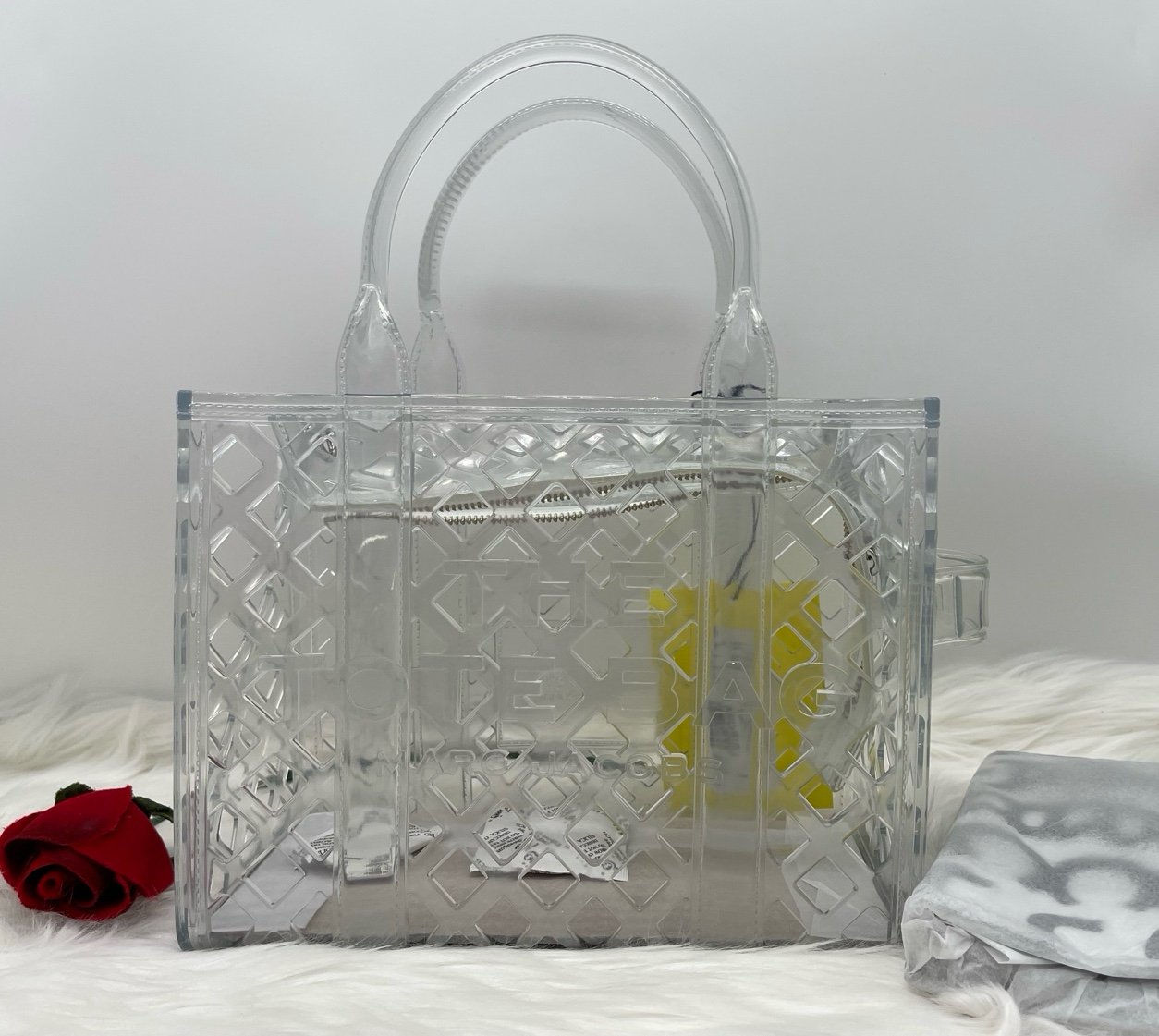 Brand New AUTH Marc Jacobs The Jelly Small Clear PVC Tote In White/ Clear