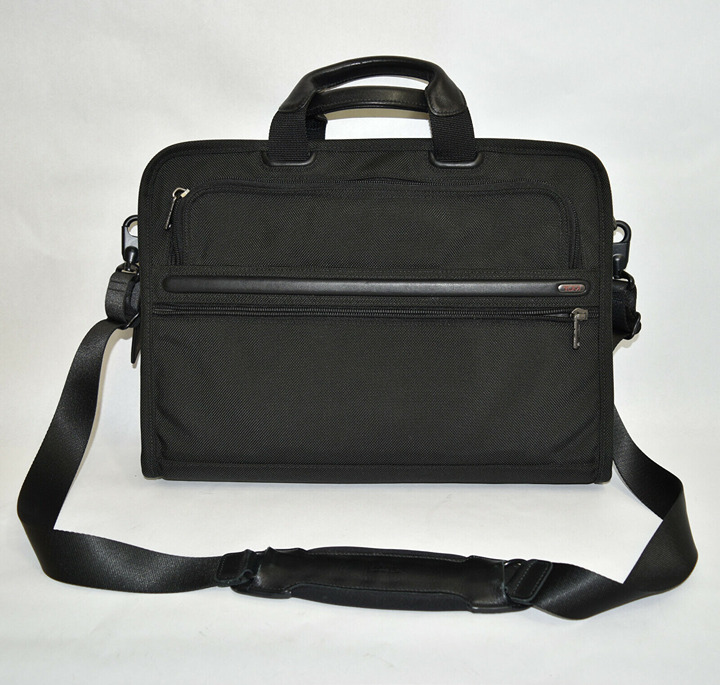 New! Tumi Black Slim Briefcase Ballistic Nylon Large Laptop Portfolio 26111D4