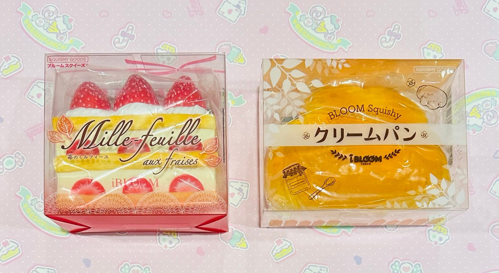 New✨iBloom Strawbrry Shortcake & Plain Cream Bun Squishy Bundle!