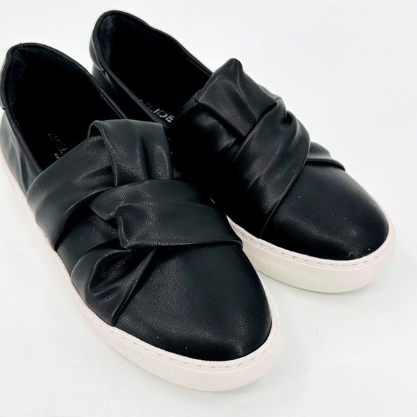 J Slides Black Lux Slip On Sneaker Womens Size 6.5 Faux Leather New
