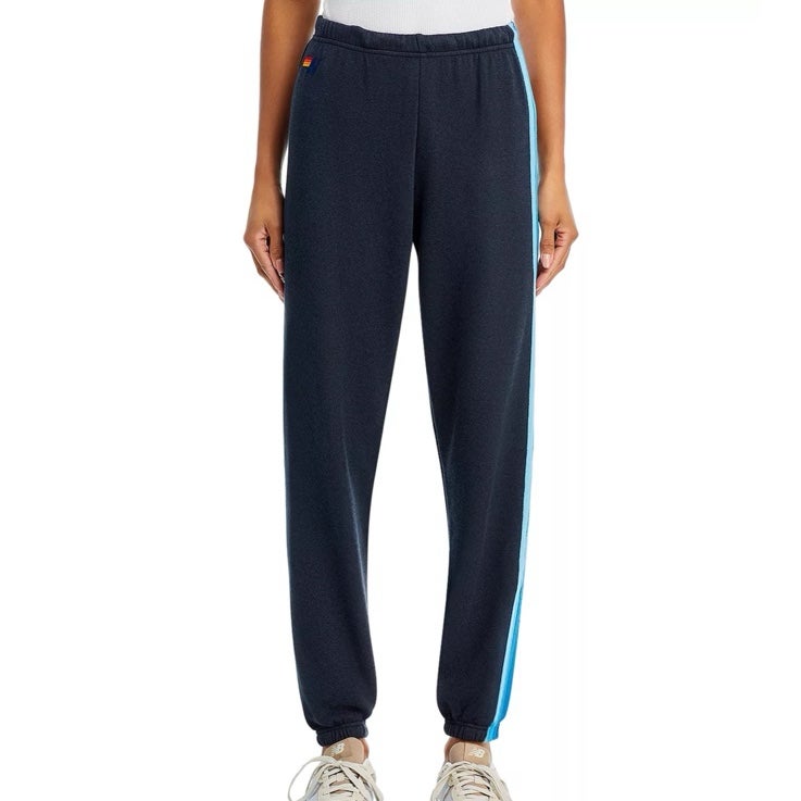 Aviator Nation Rainbow-Stripe Navy Blue Sweatpants Size Large