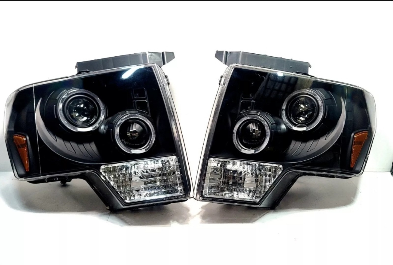 HEADLIGHTS FOR 2009-2014 FORD F150 DUAL LED HALO RING DRL PROJECTOR HEADLAMPS
