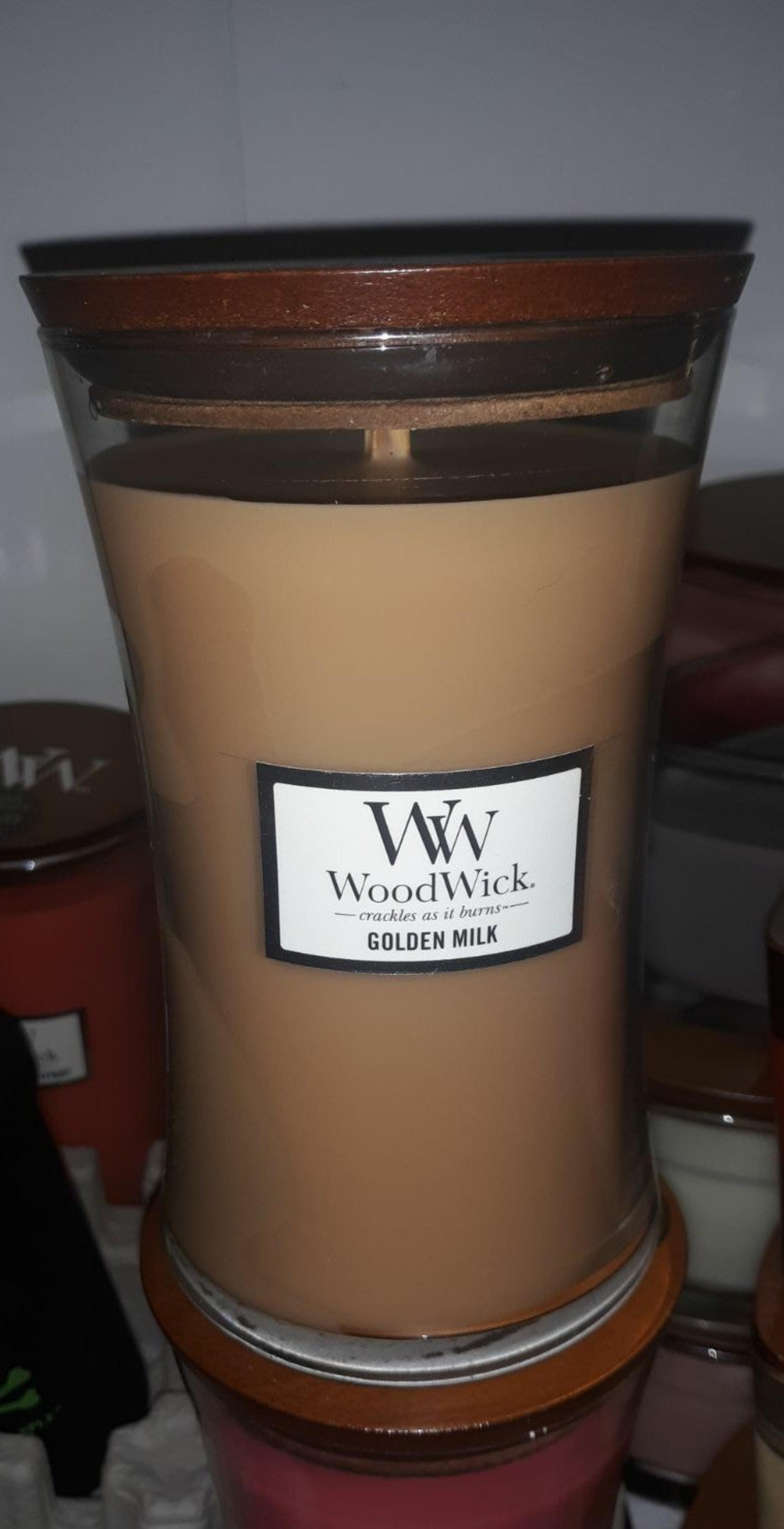 New Large Woodwick Golden Milk 21.5oz Hourglass Jar