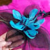 Bodacious Black Blue Floral Feather Fascinator Derby Church Tea Hat