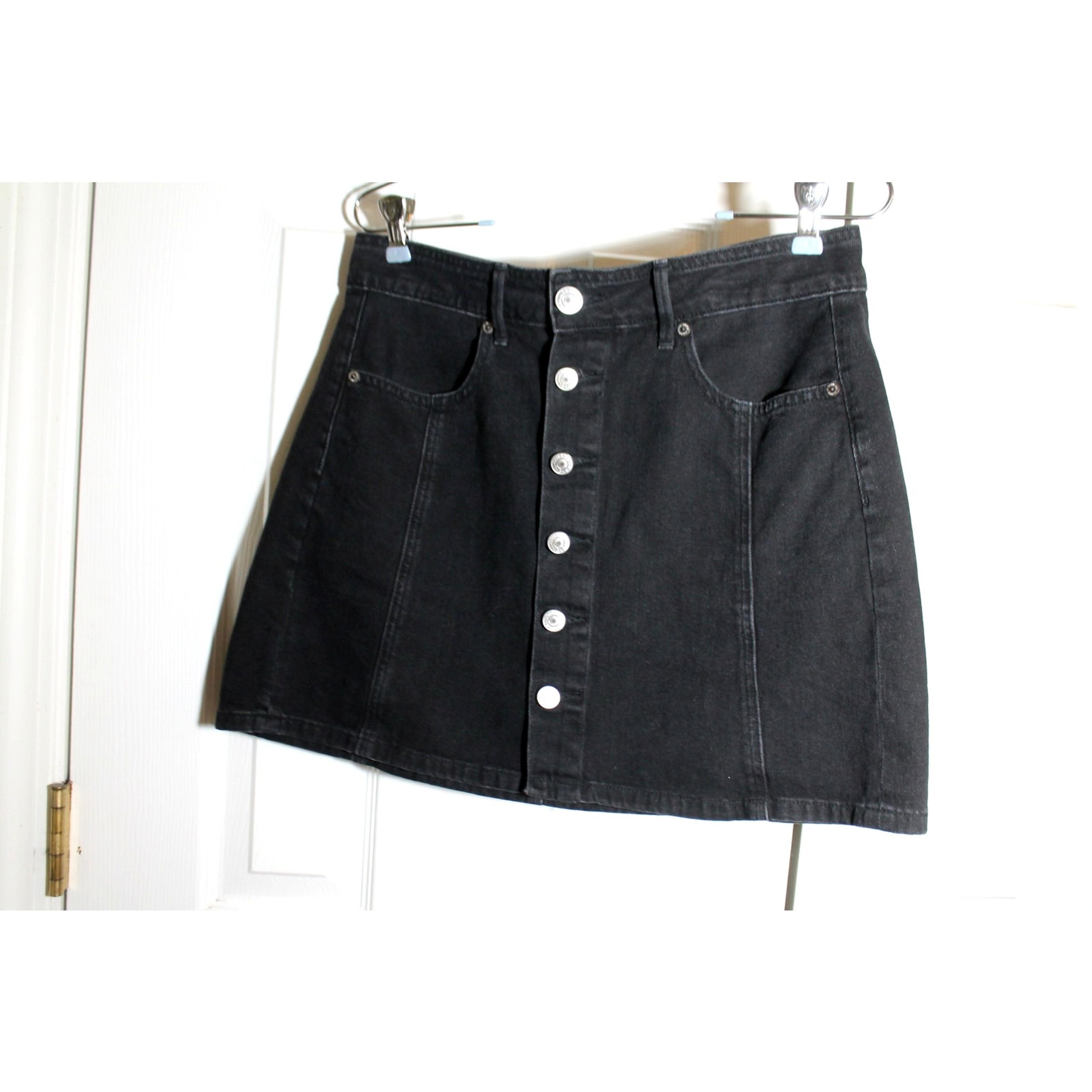 American Eagle Hi Rise A Line Black Denim Skirt sz 6