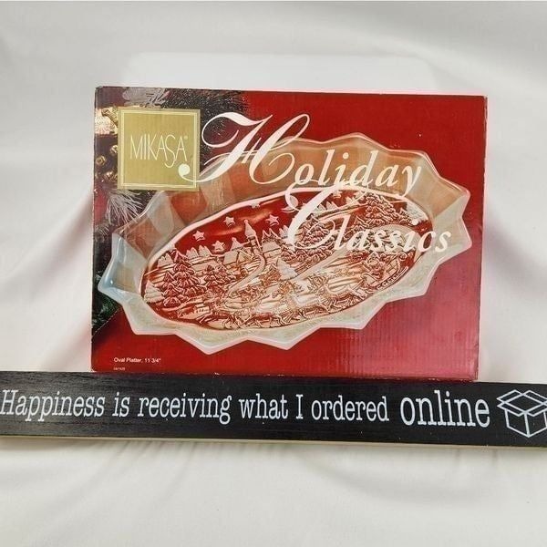 EUC Mikasa Holiday Classics Frosted Silent Night Oval Platter
