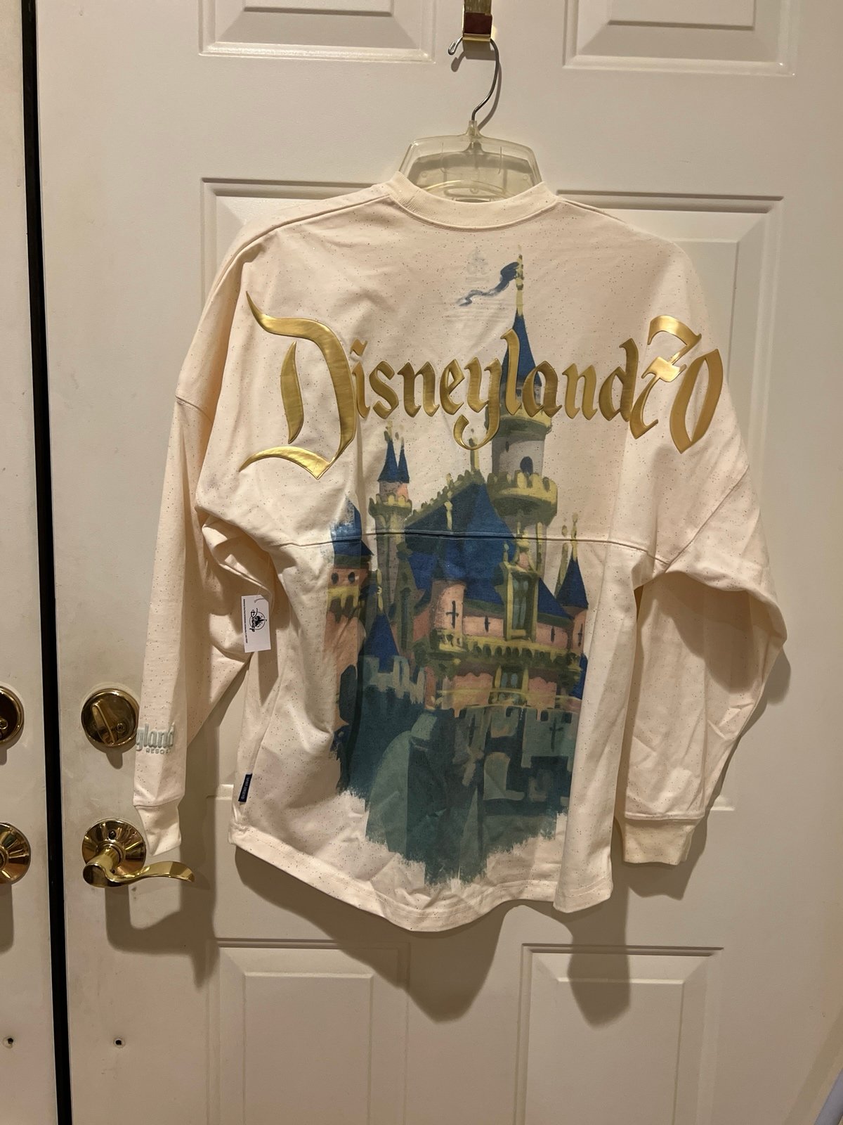 Disneyland 70th Anniversary Cream Shimmery Spirit Jersey S Castle Collection
