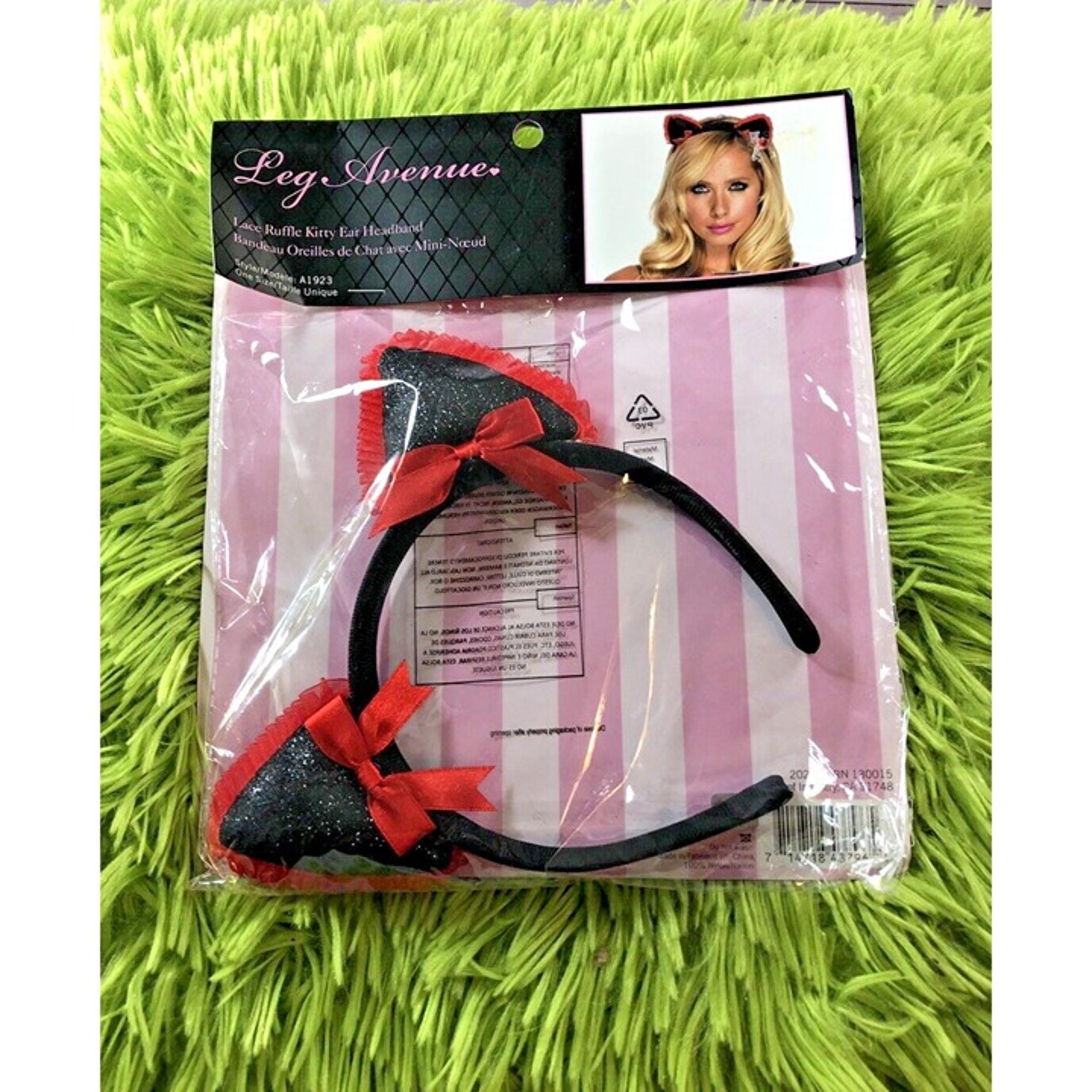 Cat Ears Red & Black Costume Headband Halloween Dress-Up Cosplay Leg Avenue New