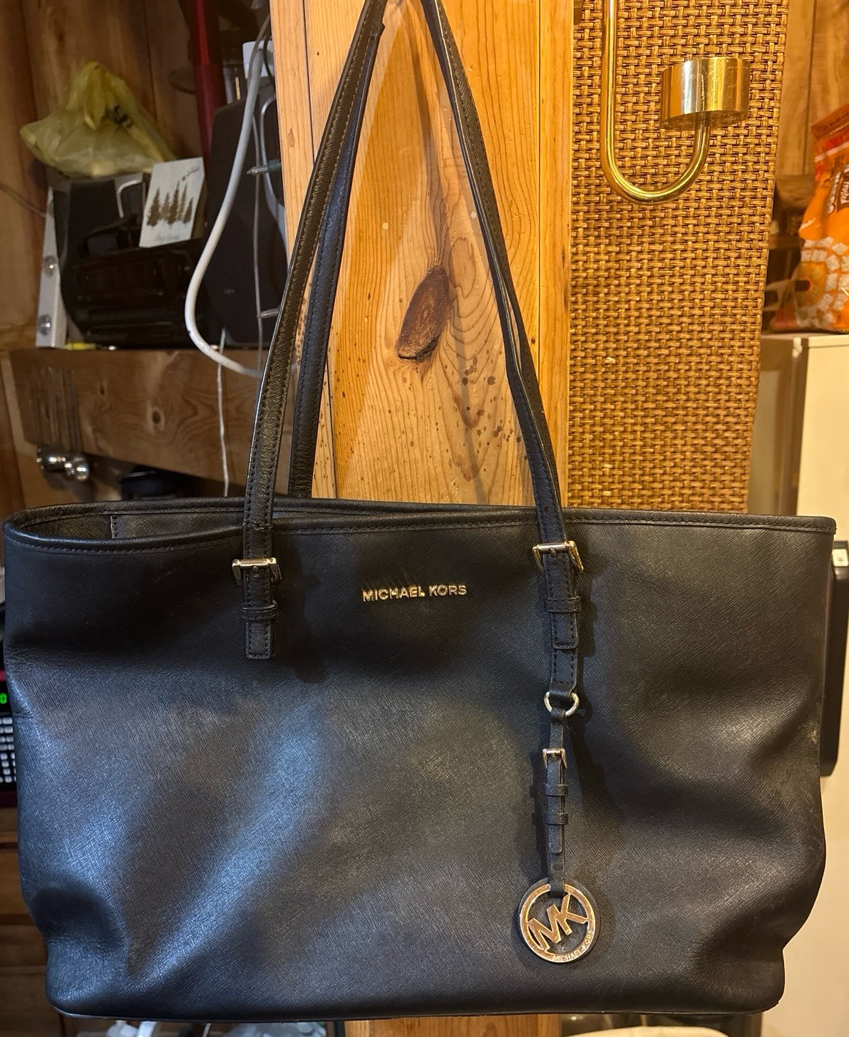 Michael Kors tote. Black with gold hardware. Perfect for work, school or travel.
