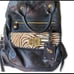 Emma Fox black leather satchel with floral interior and animal print accent