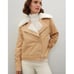 Derek Lam Coat Womens X Small Brown Tan Oversized Shearling Jacket Faux Leather