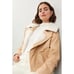 Derek Lam Coat Womens X Small Brown Tan Oversized Shearling Jacket Faux Leather