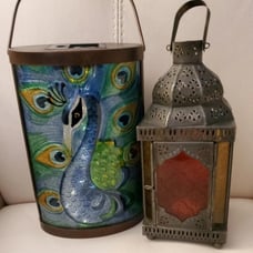 Home Decor Glass Lantern Duo