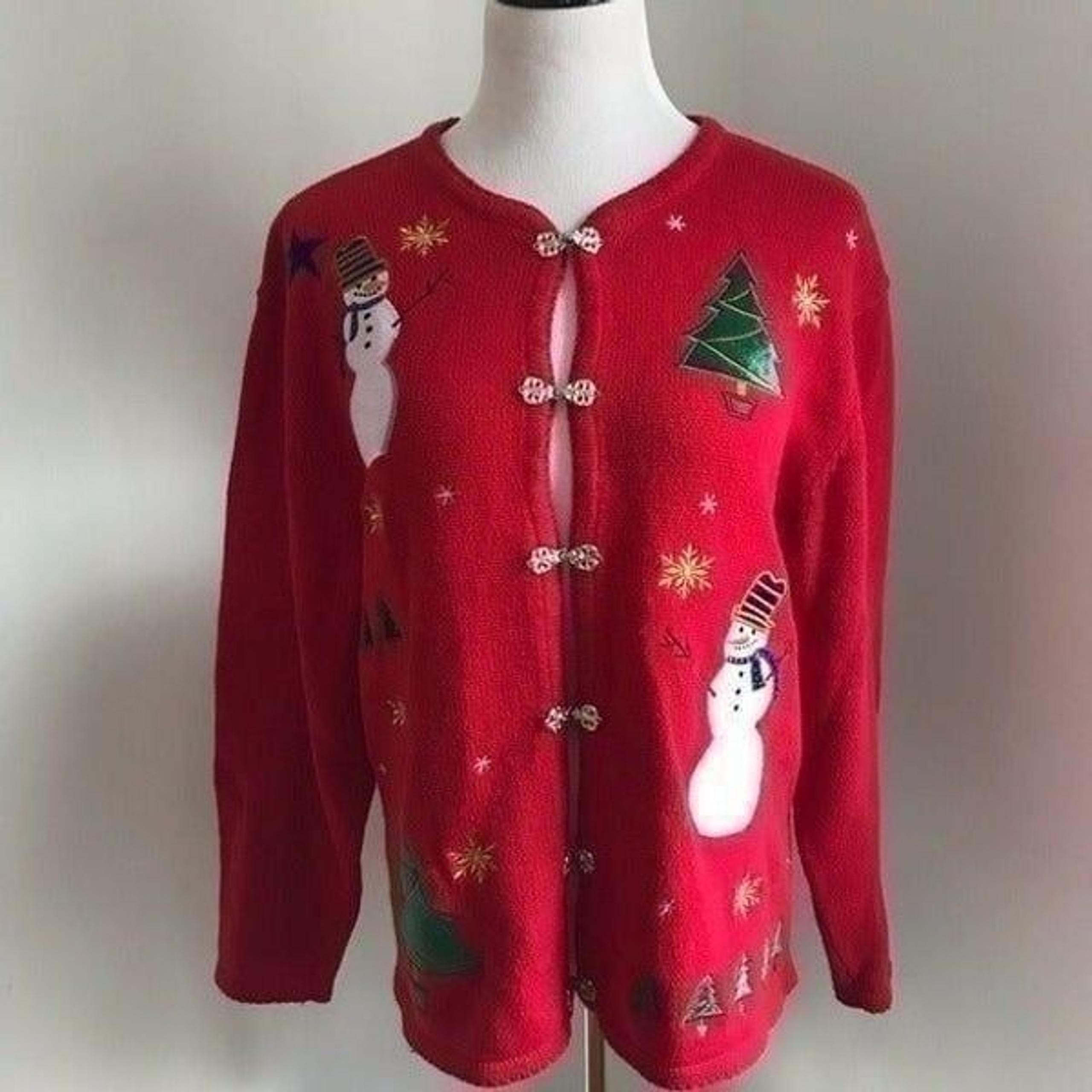 Ugly Christmas Sweater With Snowmen Sz L