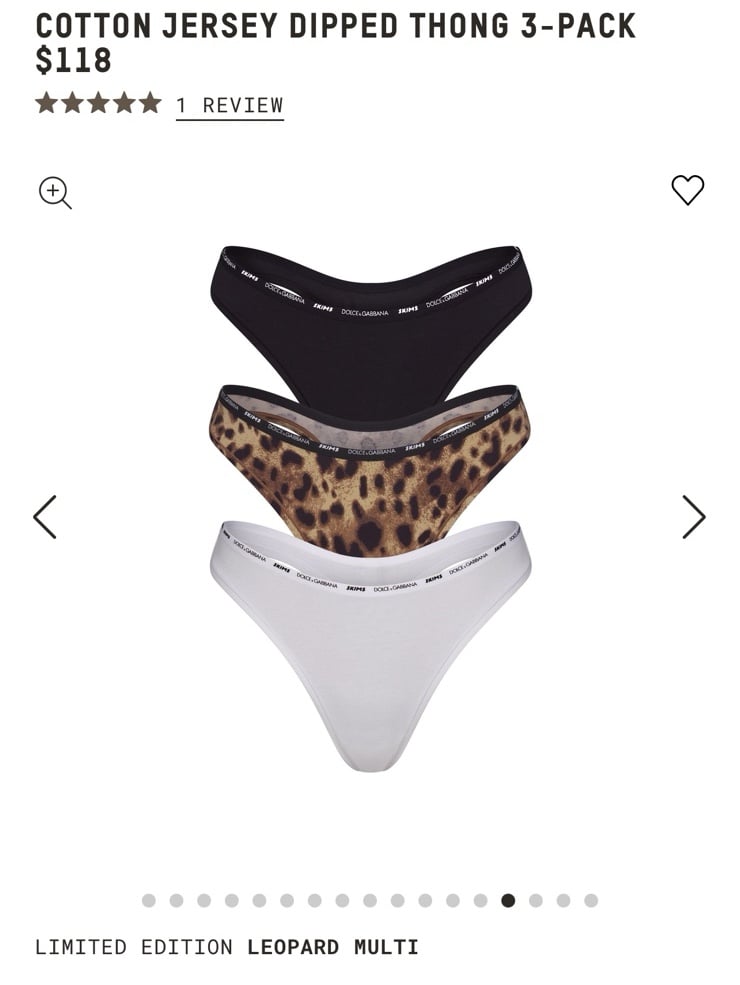 Dolce&Gabbana x SKIMS COTTON JERSEY DIPPED THONG 3-PACK - Medium