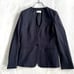 PLST Suit XS XXS No Collar Pants Set-up Navy Linen Blend