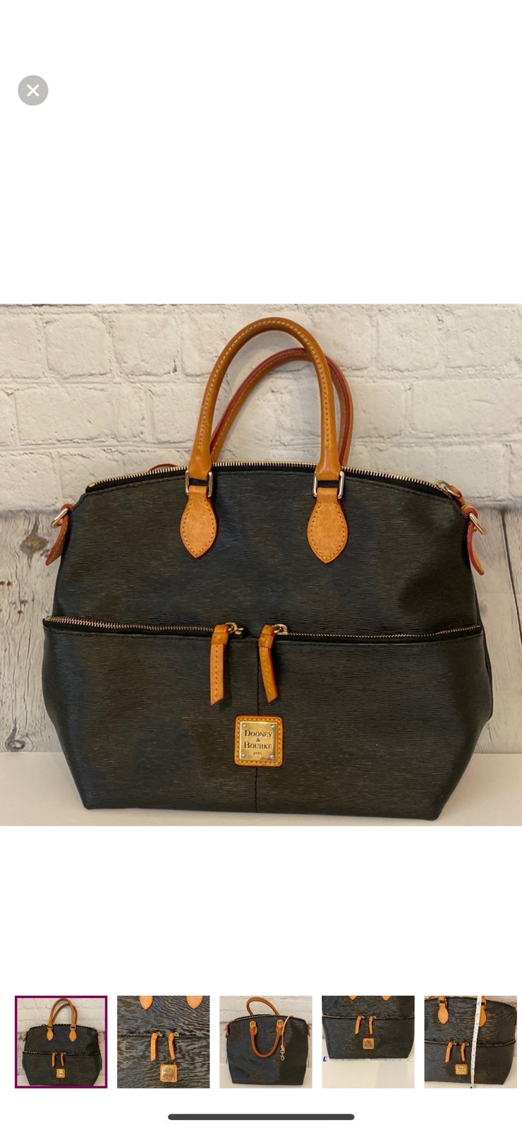 Dooney & Bourke Black Epi Leather Dillen Double Pocket Satchel