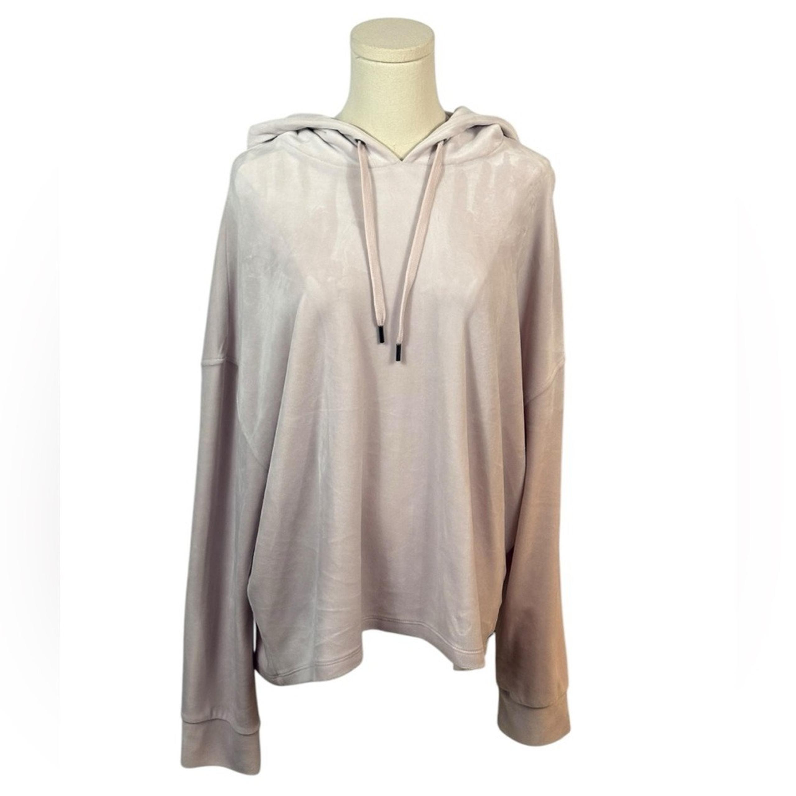 DKNY Sport Light Pink Soft Velour Hooded Sweatshirt (Size L)