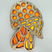 Mushroom Counterpoint Trivet Cast Iron with Orange and Gold Resin Vintage 1970's