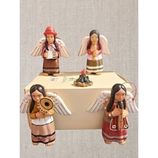 Roman Inc. 2003 Angel Figurines With Instruments & Fire Pit Set set of 5 ''4''H