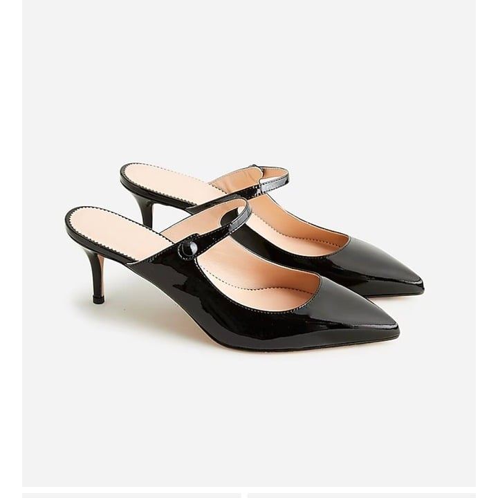 J.Crew 248 Colette Mule Heels Italian Patent Leather Black Size 8 BM691