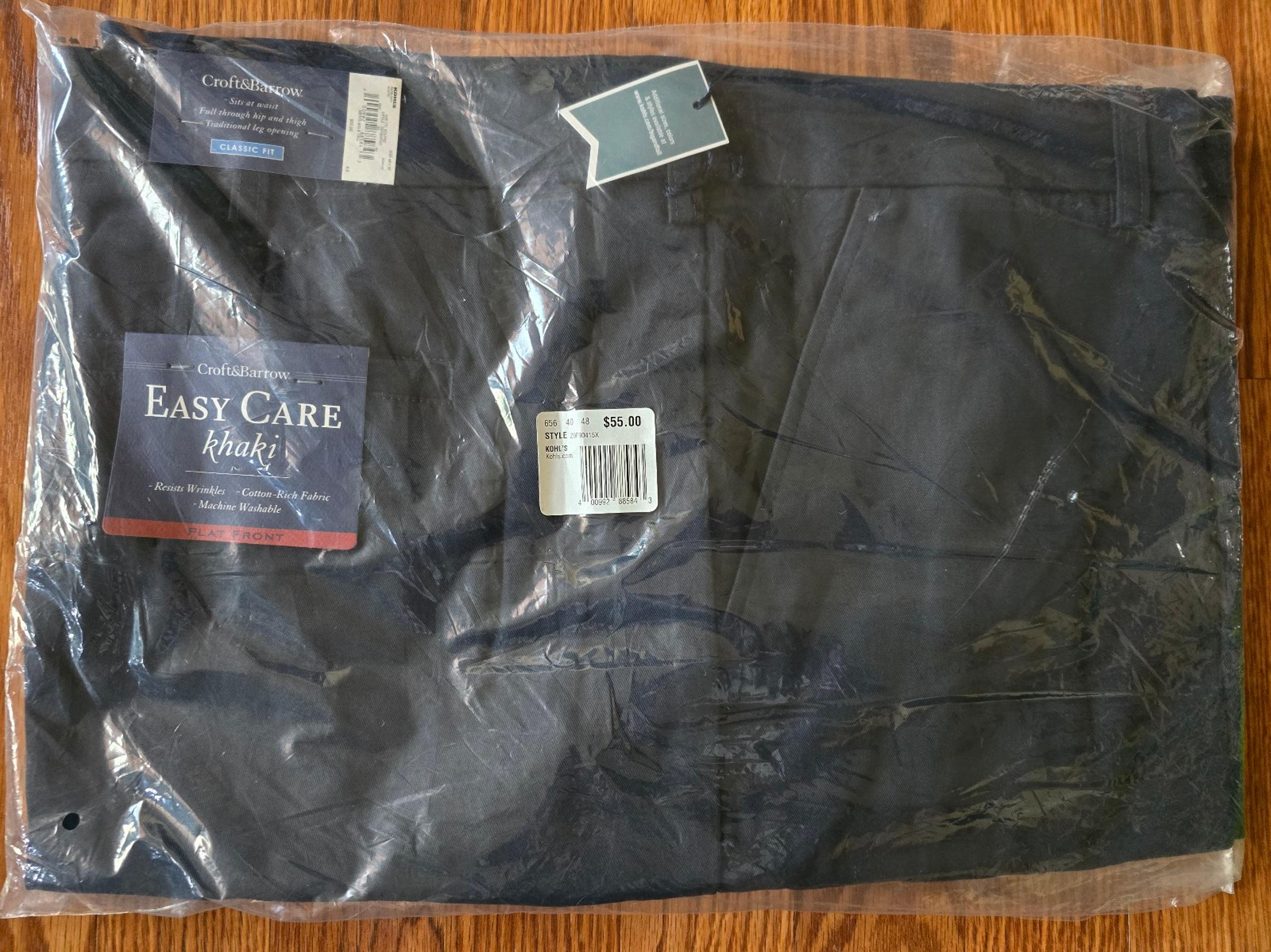 Men's 48×32 Croft & Barrow Dress Pants Slacks Chinos NWT Navy