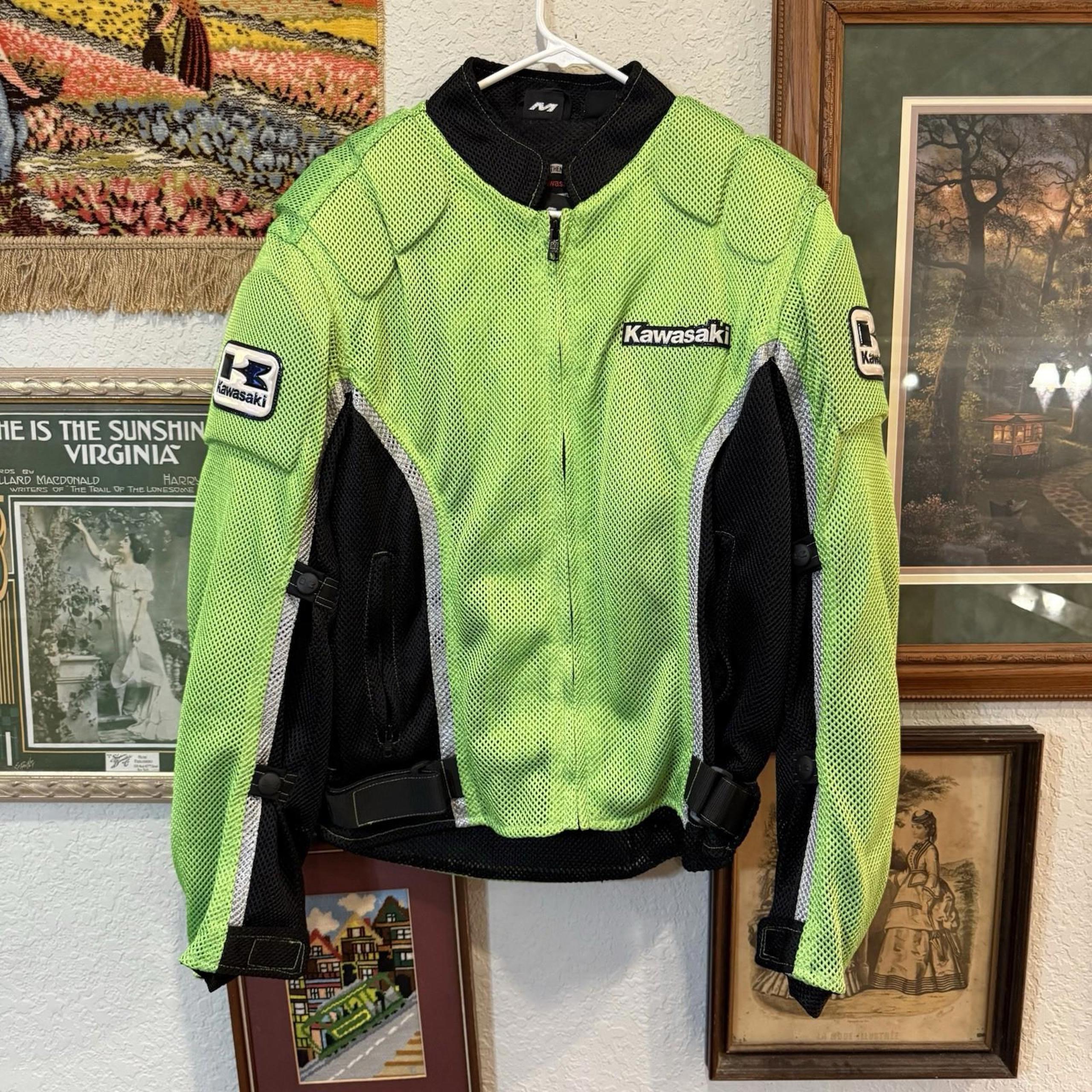 Vintage 90s RARE Kawasaki Mesh Armored Motorcycle Racing Jacket Size Medium