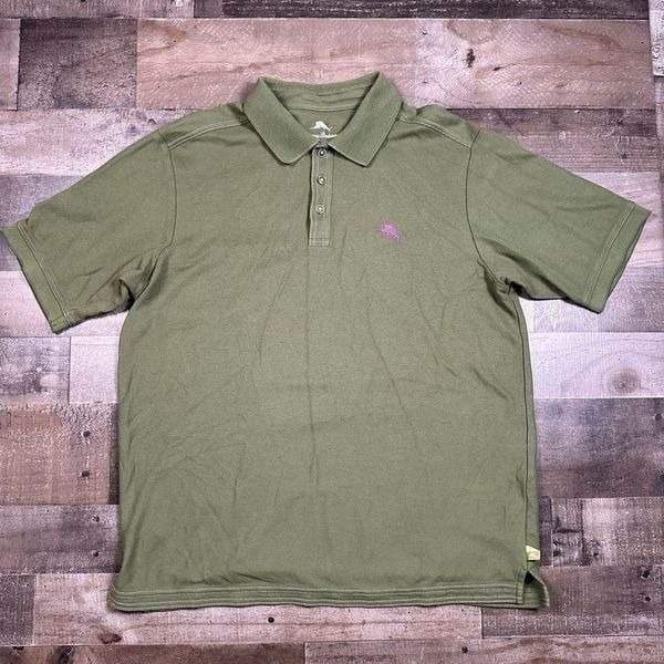 Tommy Bahama Men’s Size Large Polo Shirt Olive Green Supima Cotton Short Sleeve