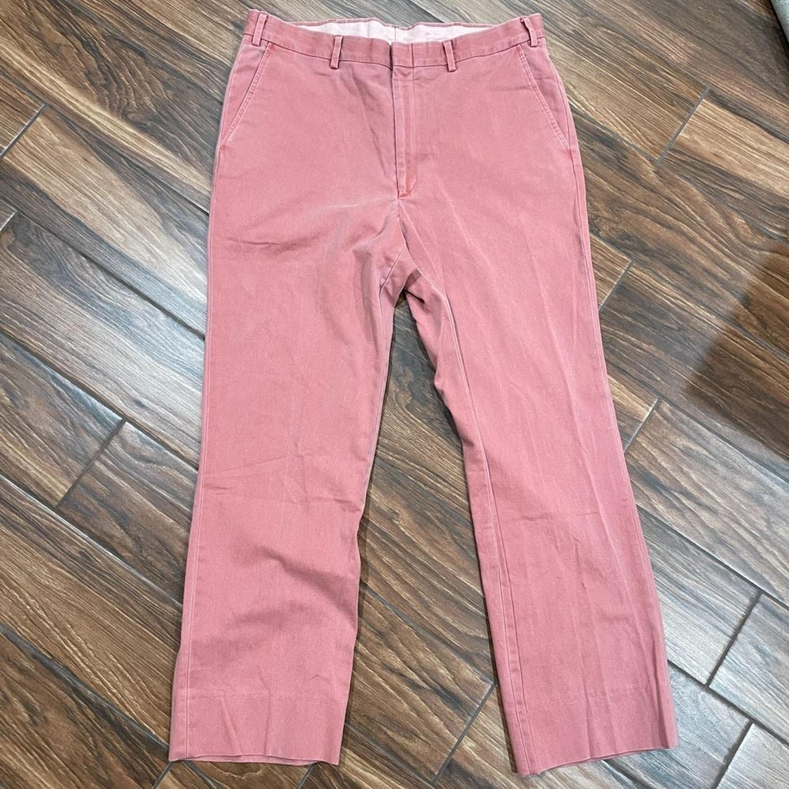 Berle $160 Charleston Khakis Flat Front Chino Pants Pink 36 Cotton Preppy Casual