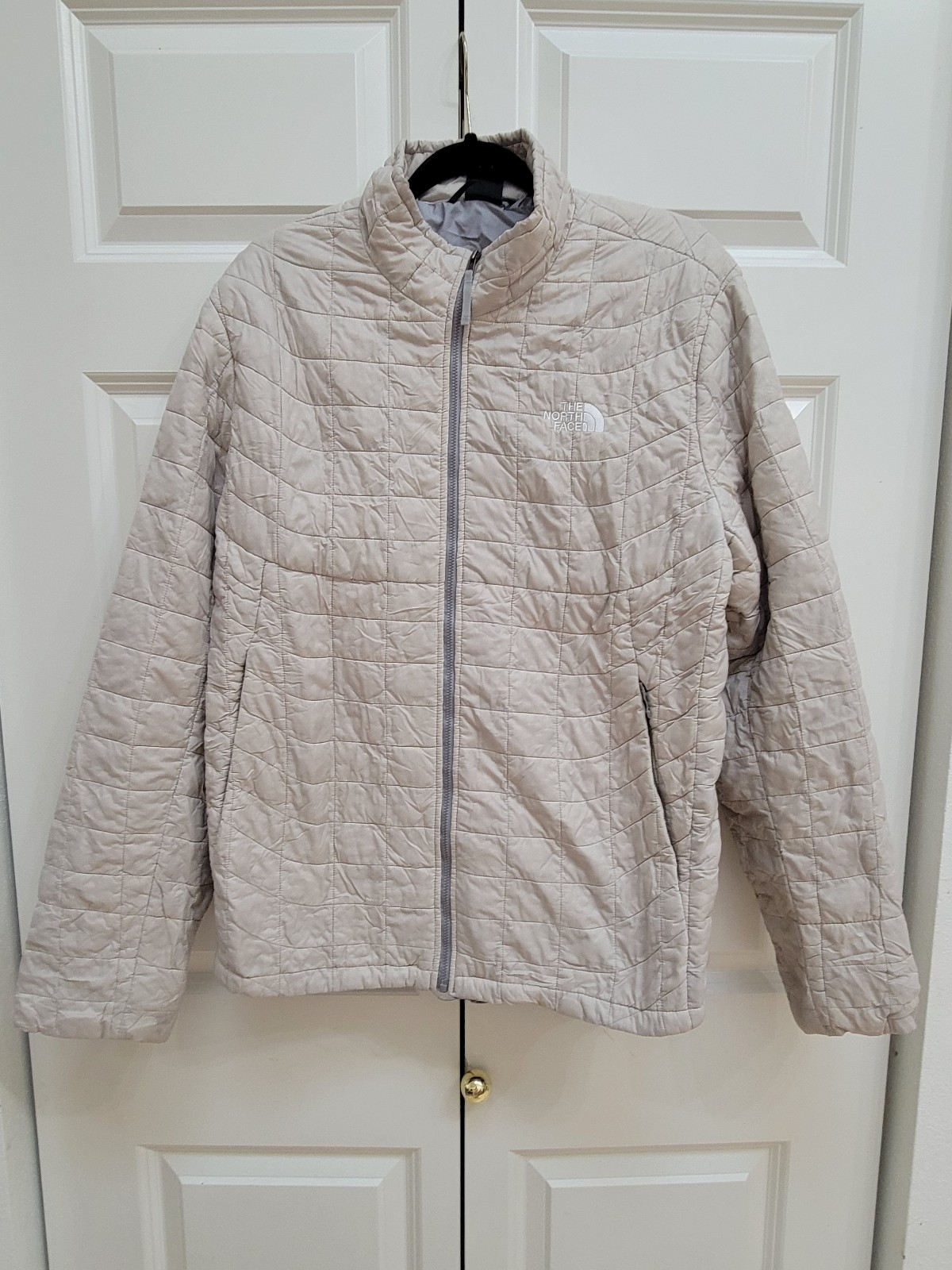 Large Mens North Face Greige Jacket Thermoball quilted