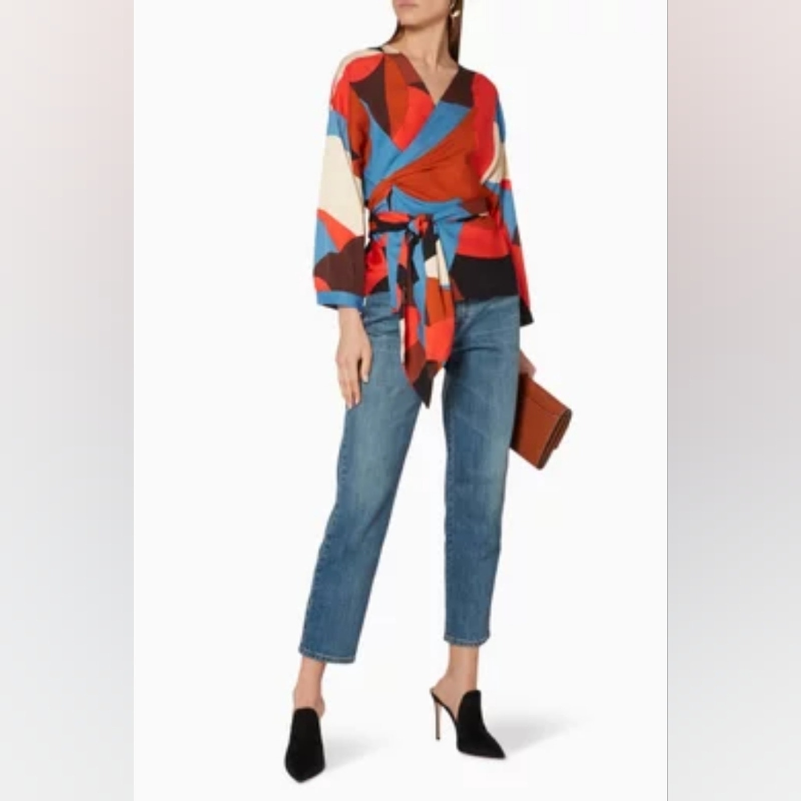 STINE GOYA Multi-Colour Printed Una Wrap Top in Fireze