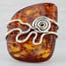 Amber Abstract Statement Ring Sterling Silver Size 10 Artisan