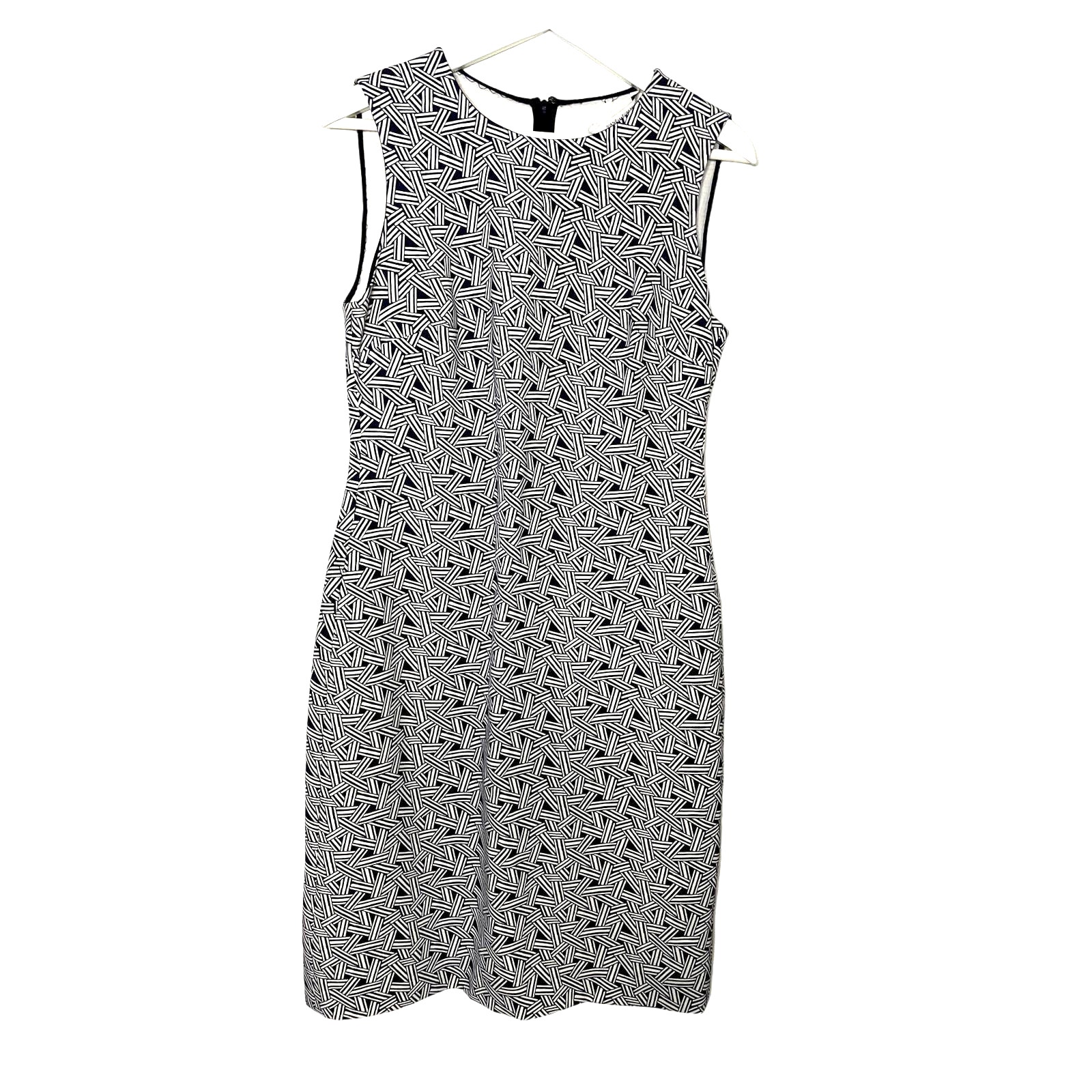 Diane Von Furstenburg White and Blue Print Sleeveless Dress SZ 10