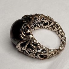 Pandora Size 7 Gothic Look Silver Tone Purple Gem Ring