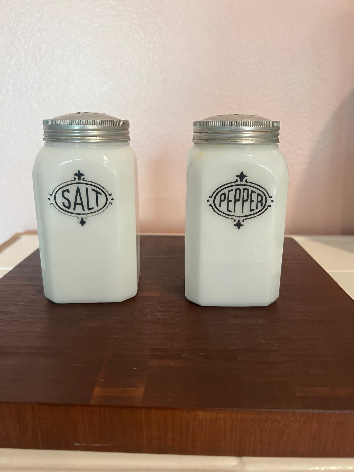 Vintage Hazel Atlas Milk Glass Salt and Pepper Range Shakers