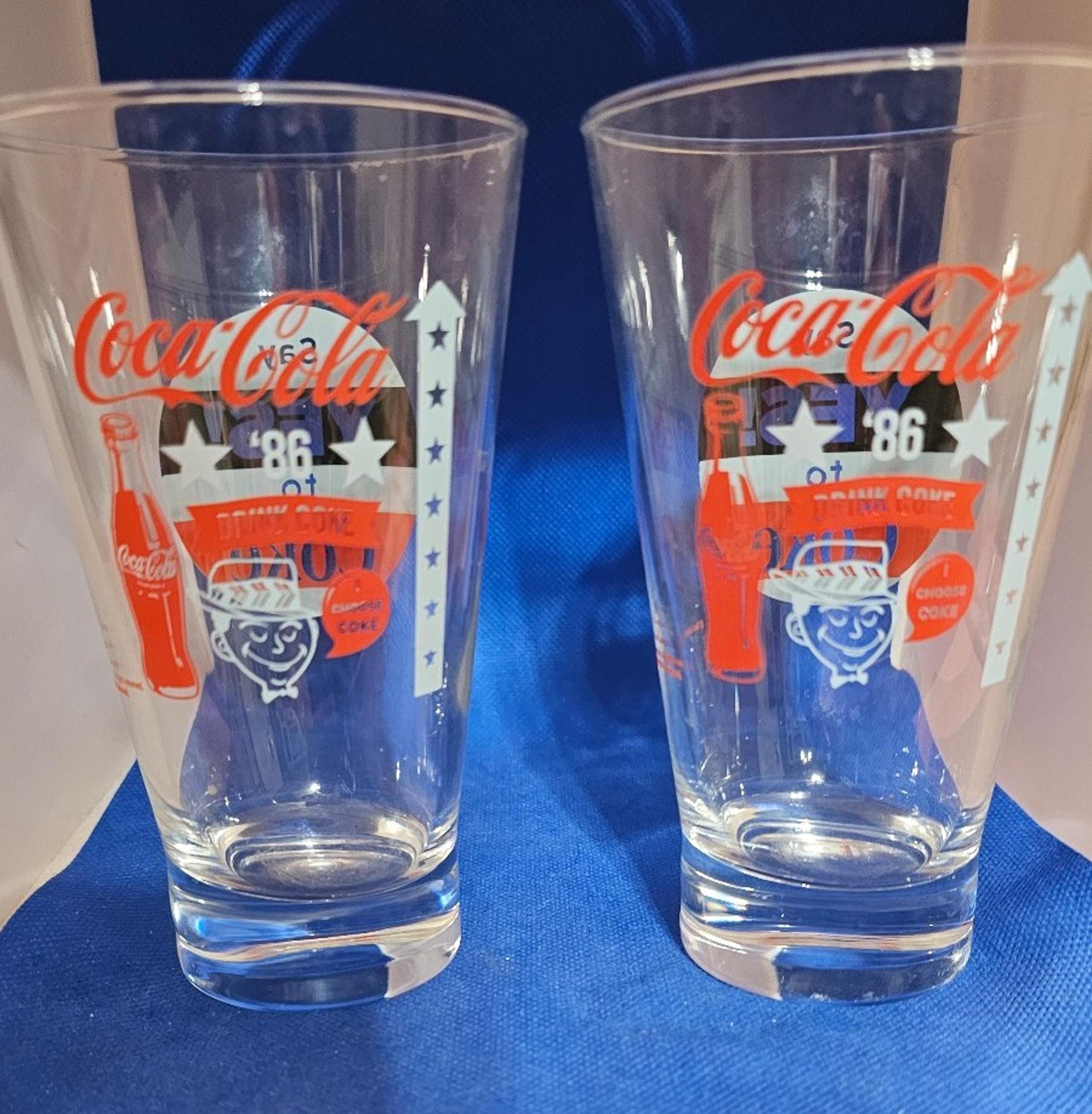 SET OF TWO (2) COCA COLA DRINKING GLASSES-NEW!