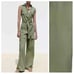 NWT. Zara Khaki 100% Cotton Straight Leg Cargo Long Jumpsuit. Size XL.
