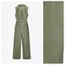 NWT. Zara Khaki 100% Cotton Straight Leg Cargo Long Jumpsuit. Size XL.