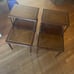 Antique 2 Tier End Tables w/ Embossed Leather Tops