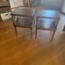 Antique 2 Tier End Tables w/ Embossed Leather Tops