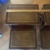Antique 2 Tier End Tables w/ Embossed Leather Tops