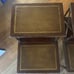 Antique 2 Tier End Tables w/ Embossed Leather Tops