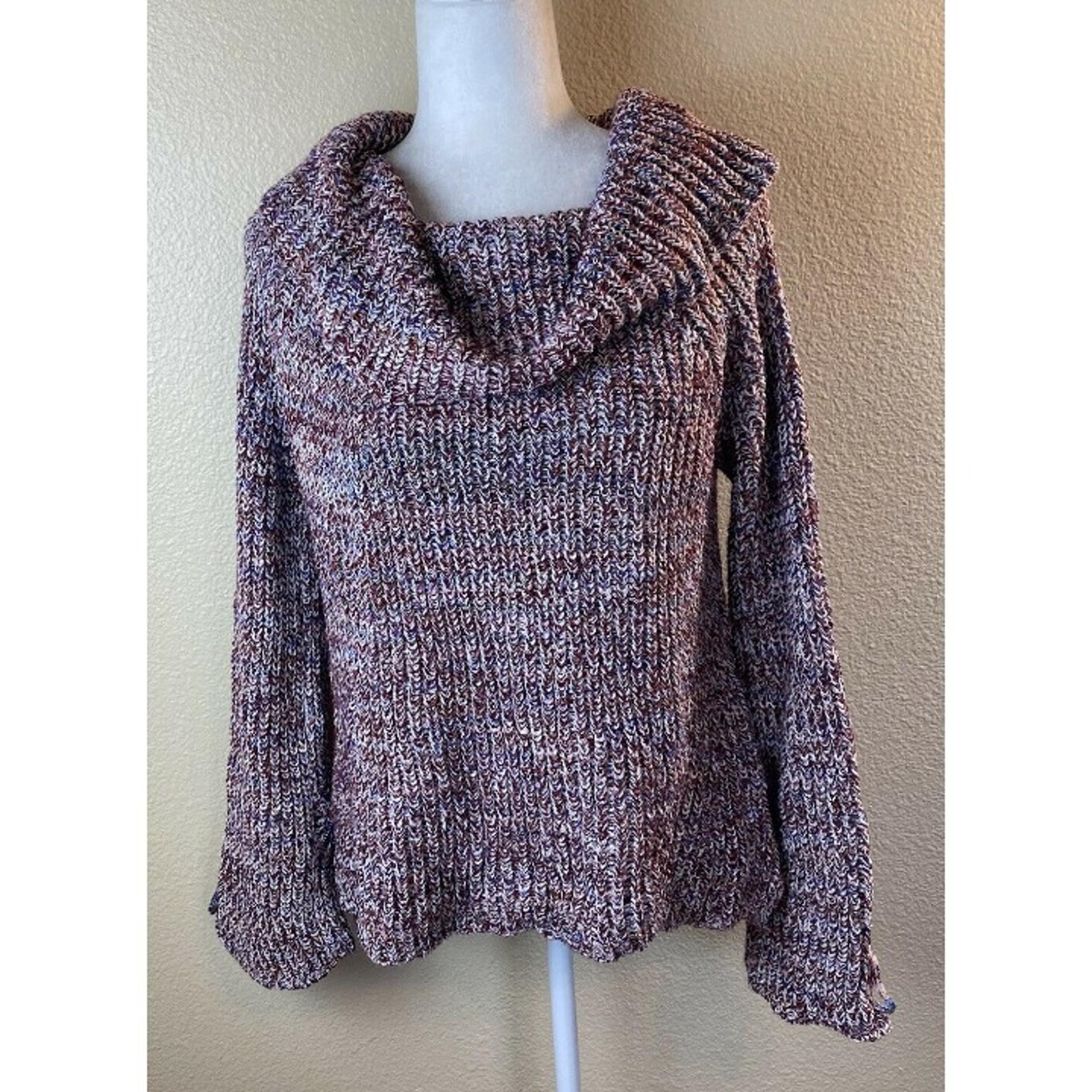 NWT Knox Rose Sweater Size XXL Women Mauve Cowl Neck Long Lace Up Sleeves Boho