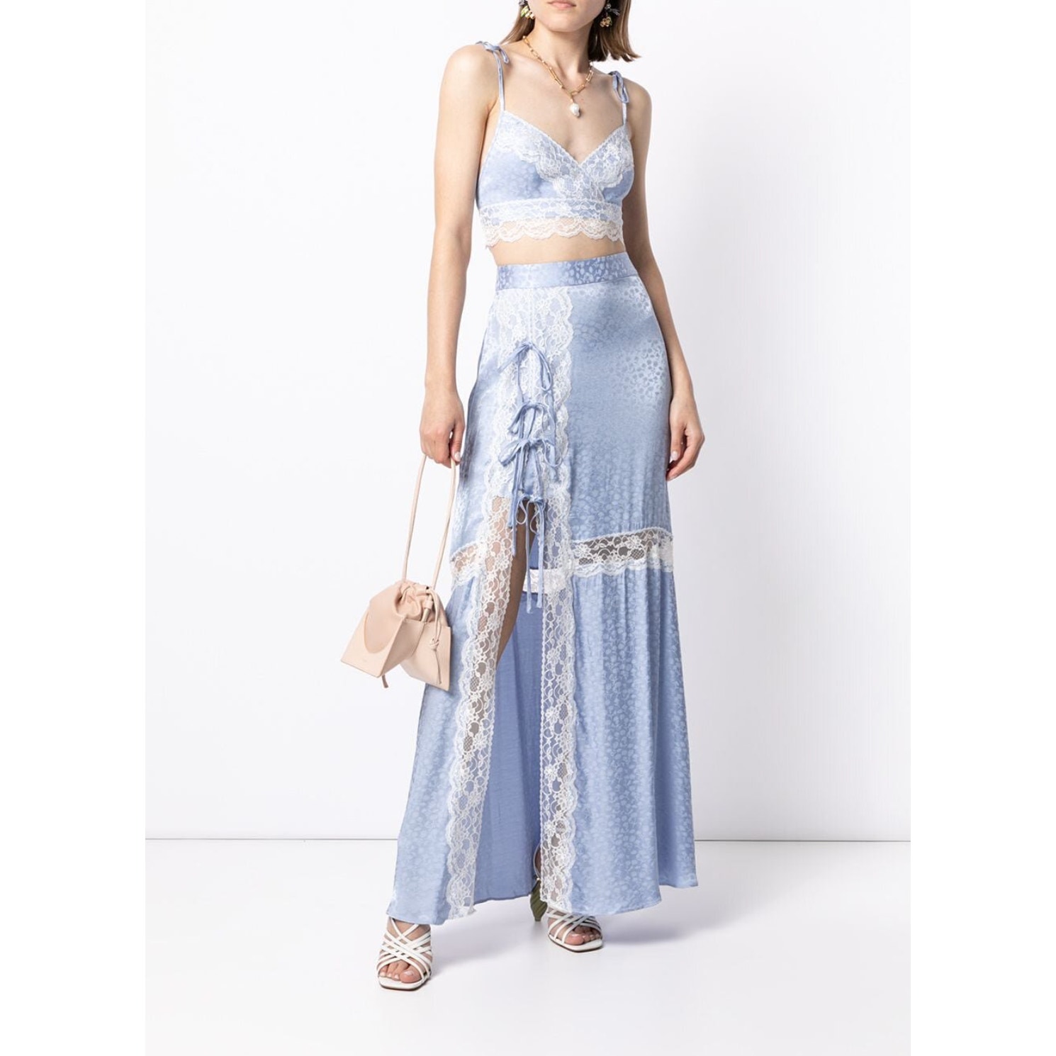 Alice McCall Baby Love Blue Lace Slit High Slit Bow Skirt Size US 8