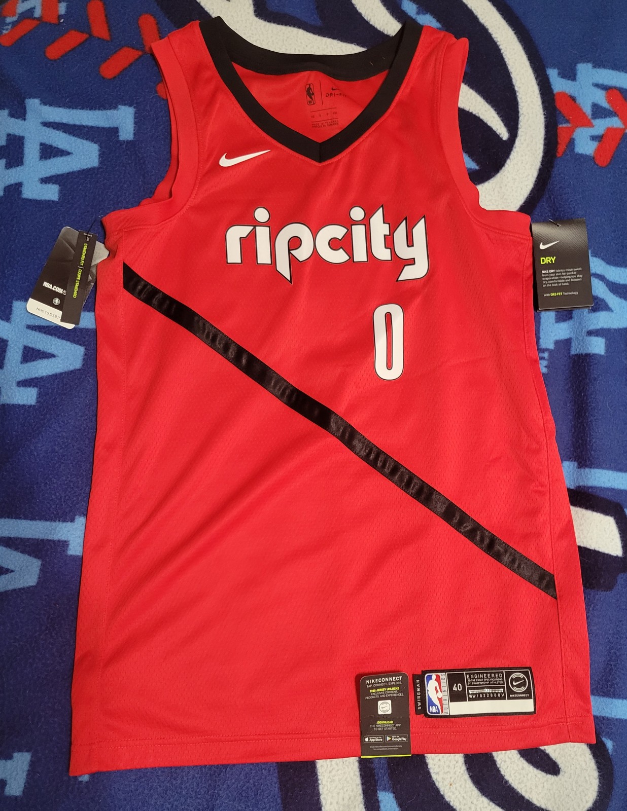 NWT Portland Trailblazers Damien Lillard RIP CITY Nike Jersey, Size 40 (small)