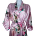 Peacock Print Satin Kimono Robe Belt Pink Floral Design Small Womens Lounge Wear