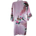 Peacock Print Satin Kimono Robe Belt Pink Floral Design Small Womens Lounge Wear